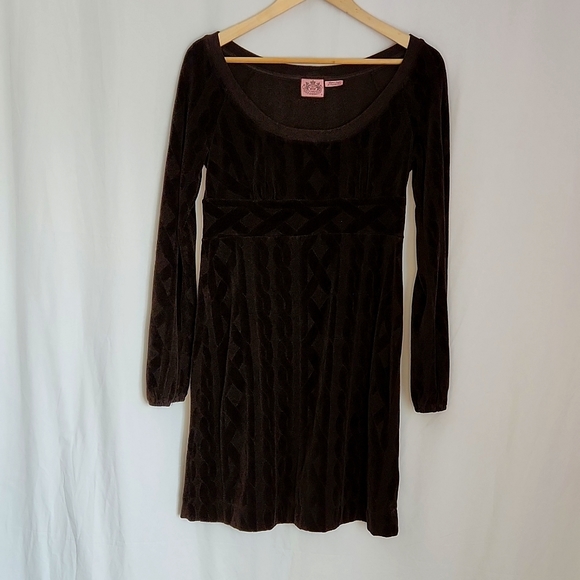 Juicy Couture Dark Brown Empire Waist Velour Dress, Size S, Excellent Condition - Picture 2 of 15
